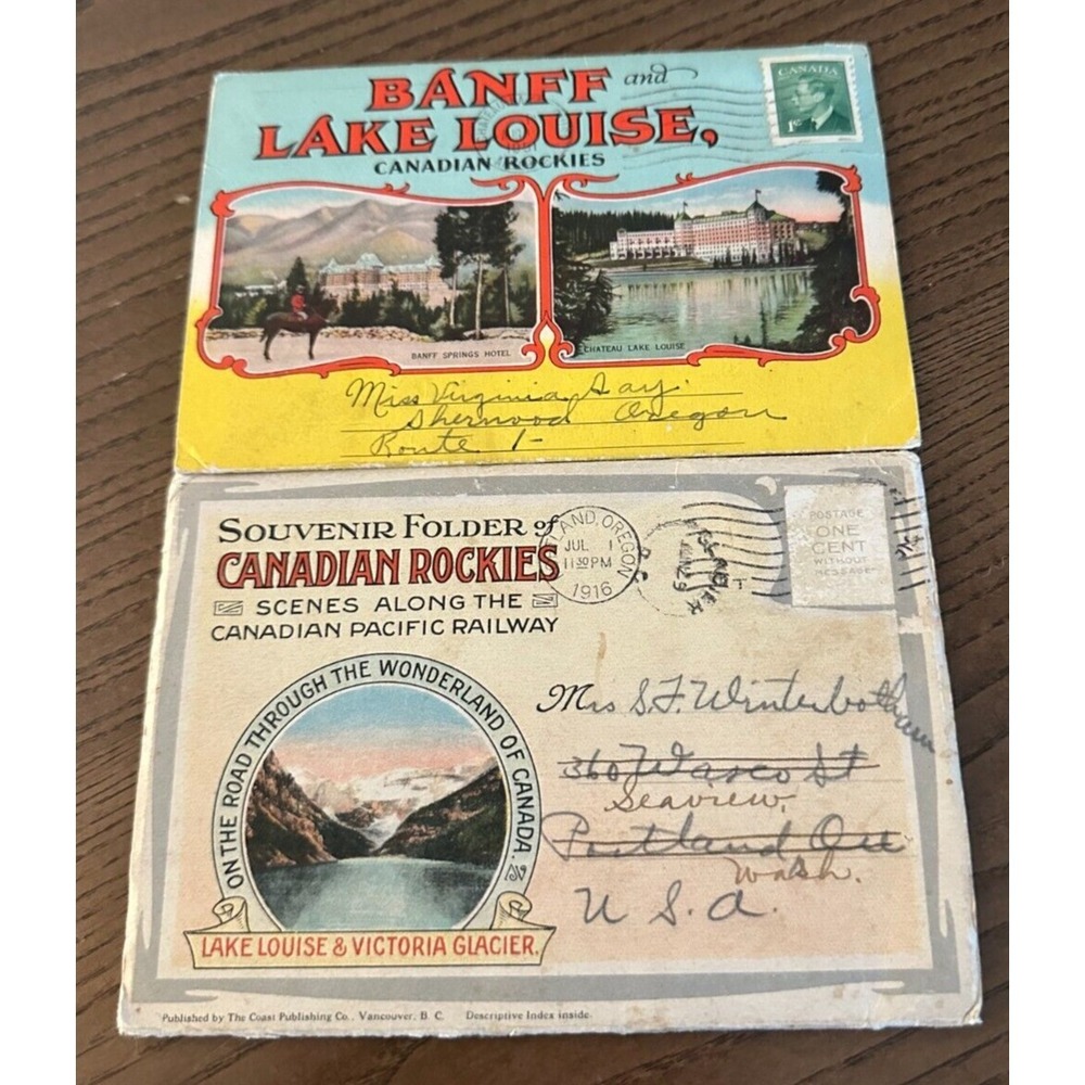 RARE Vintage Candian Rockies Banff Lake Louise 1916 & 1950 Souvenir Folder